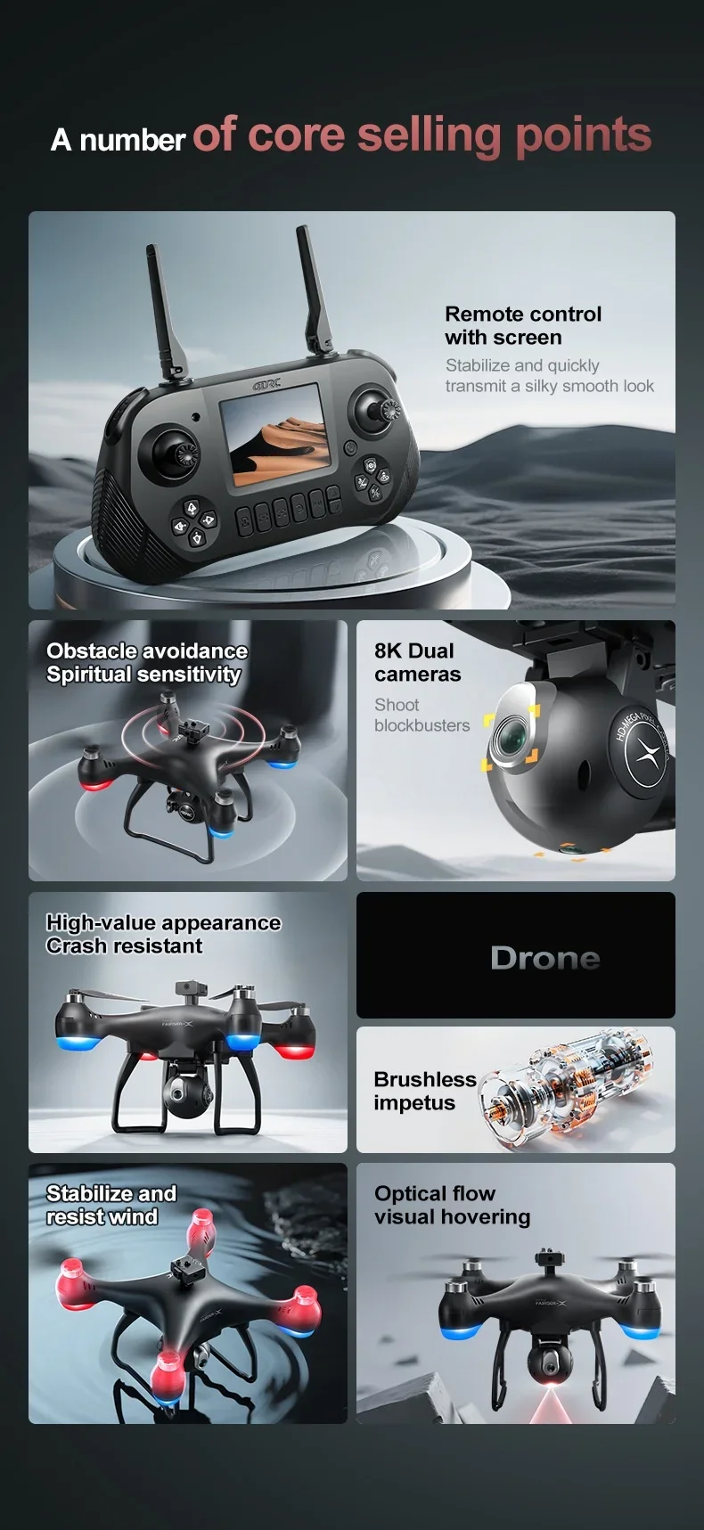 대형 화면 8K ESC 리모컨 쿼드콥터 2.4G 광학  - Rc Helicopter Motor 리뷰 및 가격